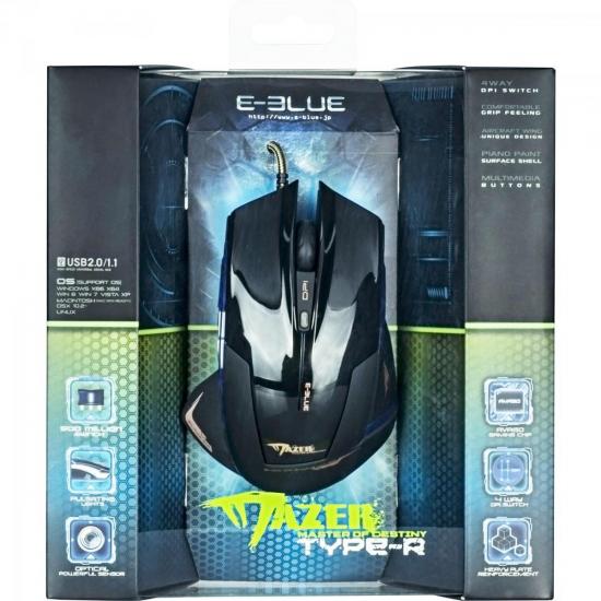 Mouse Gamer USB 2400DPI Mazer Type-R Preto E-BLUE por 0,00 à vista no boleto/pix ou parcele em até 1x sem juros. Compre na loja Mundomax!