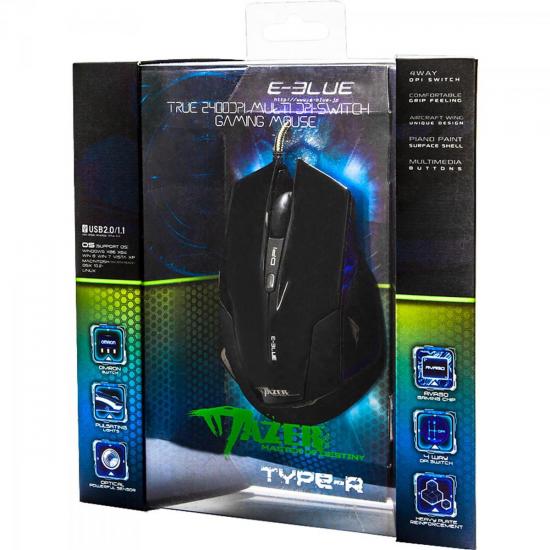 Mouse Gamer USB 2400DPI Mazer Type-R Preto E-BLUE por 0,00 à vista no boleto/pix ou parcele em até 1x sem juros. Compre na loja Mundomax!