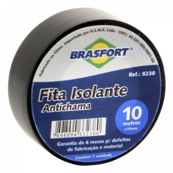 Fita Isolante Antichama Preta 19mm x 10m BRASFORT (embalagem c/ 10 uni.) por 40,00 à vista no boleto/pix ou parcele em até 1x sem juros. Compre na loja Mundomax!