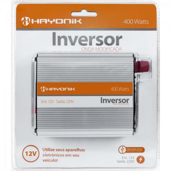Inversor Onda Modificada 12VDC/220V USB 400W HAYONIK por 0,00 à vista no boleto/pix ou parcele em até 1x sem juros. Compre na loja Mundomax!