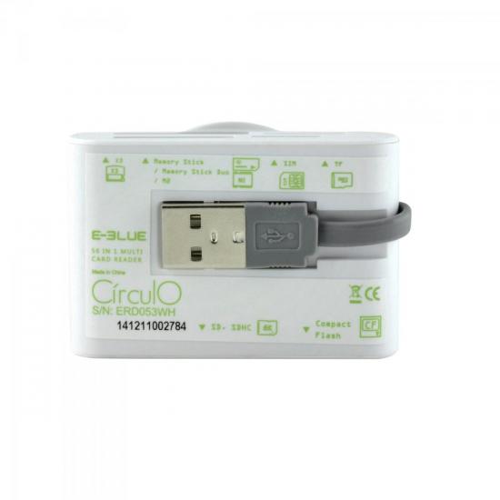 Leitor de Cartão de Memória 56X1 CIRCULO Branco E-BLUE por 0,00 à vista no boleto/pix ou parcele em até 1x sem juros. Compre na loja Mundomax!