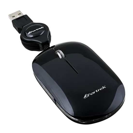 Mouse Retrátil USB MM-302BK Preto FORTREK (49017)