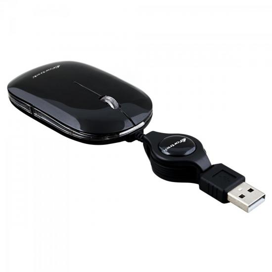 Mouse Retrátil USB MM-302BK Preto FORTREK por 0,00 à vista no boleto/pix ou parcele em até 1x sem juros. Compre na loja Mundomax!