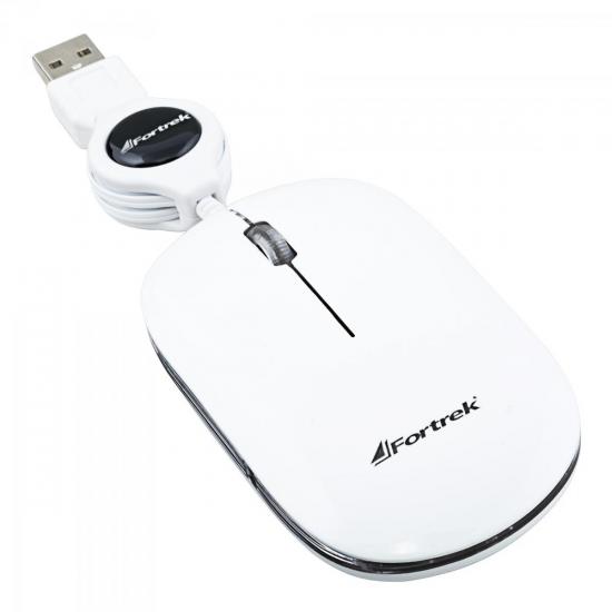 Mouse Retrátil USB MM-302WH Branco FORTREK por 0,00 à vista no boleto/pix ou parcele em até 1x sem juros. Compre na loja Mundomax!