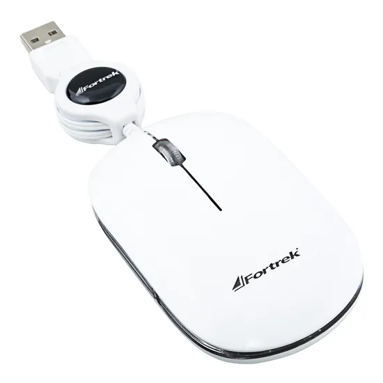 Mouse Retrátil USB MM-302WH Branco FORTREK (49019)