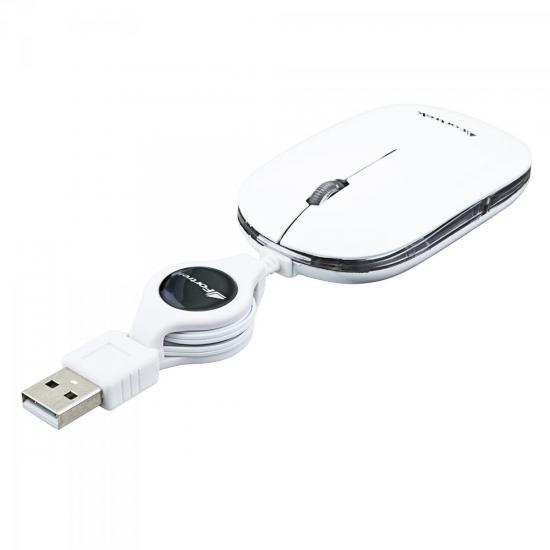 Mouse Retrátil USB MM-302WH Branco FORTREK por 0,00 à vista no boleto/pix ou parcele em até 1x sem juros. Compre na loja Mundomax!