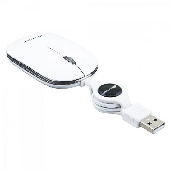 Mouse Retrátil USB MM-302WH Branco FORTREK por 0,00 à vista no boleto/pix ou parcele em até 1x sem juros. Compre na loja Mundomax!