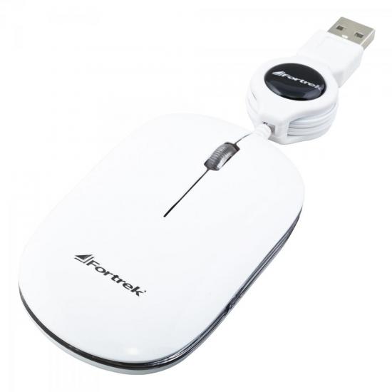 Mouse Retrátil USB MM-302WH Branco FORTREK por 0,00 à vista no boleto/pix ou parcele em até 1x sem juros. Compre na loja Mundomax!