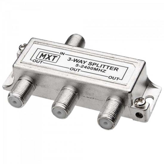 Divisor Splitter Blindado 1x3 5~2400MHz Cromado MXT por 6,90 à vista no boleto/pix ou parcele em até 1x sem juros. Compre na loja Mundomax!