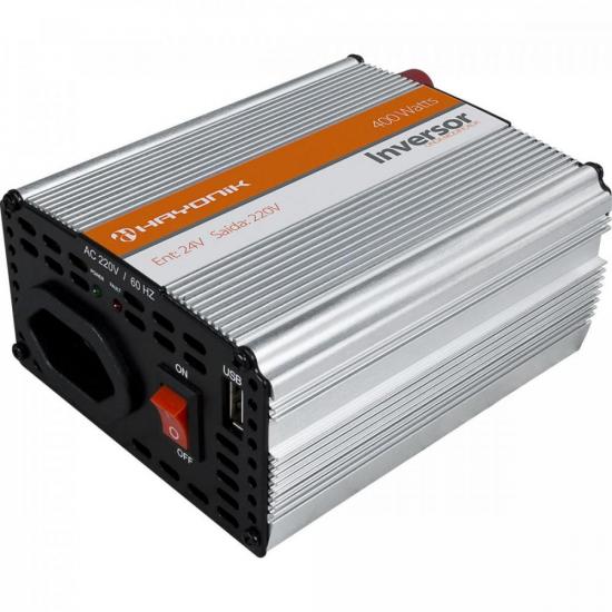 Inversor de Onda Modificada 24VDC/220V USB 400W HAYONIK por 0,00 à vista no boleto/pix ou parcele em até 1x sem juros. Compre na loja Mundomax!