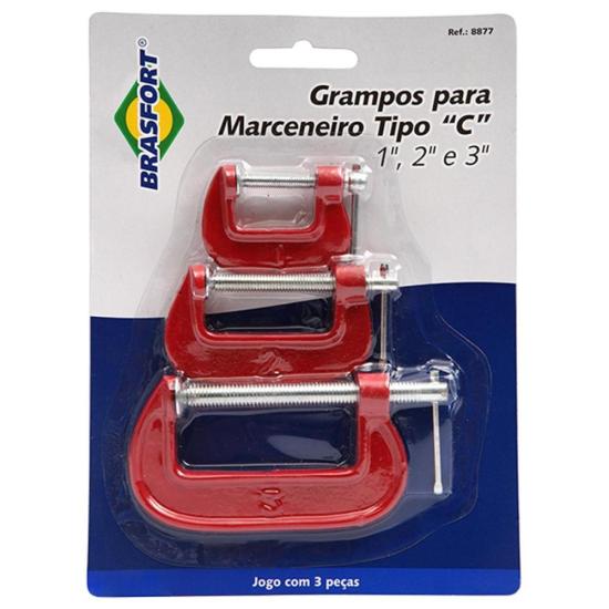 Kit de Grampo Para Marceneiro Tipo C Brasfort por 35,99 à vista no boleto/pix ou parcele em até 1x sem juros. Compre na loja Mundomax!