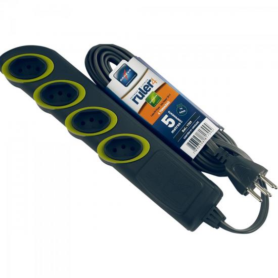 Extensão 4 Tomadas Ruler 4 2P+T Preto DANEVA por 0,00 à vista no boleto/pix ou parcele em até 1x sem juros. Compre na loja Mundomax!