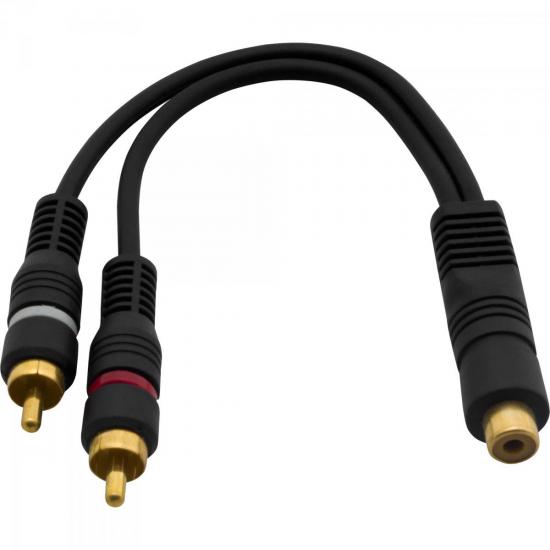 Cabo Y 1RCA Fêmea + 2RCA Macho 20cm SU0203 Preto HYX por 0,00 à vista no boleto/pix ou parcele em até 1x sem juros. Compre na loja Mundomax!