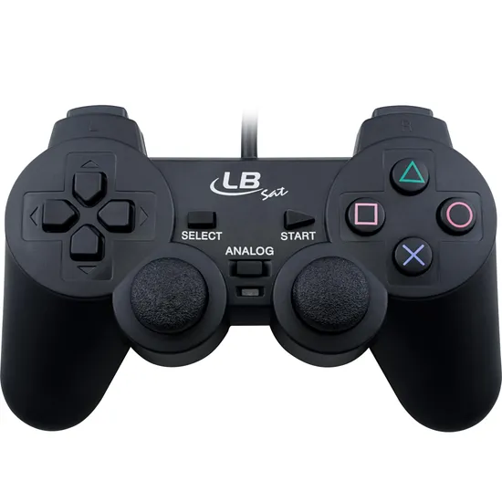 Controle com fio Para PS1/PS2 Dual Shock LB208 Preto LBSAT (49899)