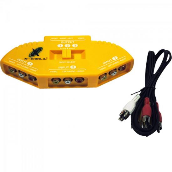 Chave Seletora de Áudio/Vídeo XC-RCA 3 Vias X-CELL por 0,00 à vista no boleto/pix ou parcele em até 1x sem juros. Compre na loja Mundomax!