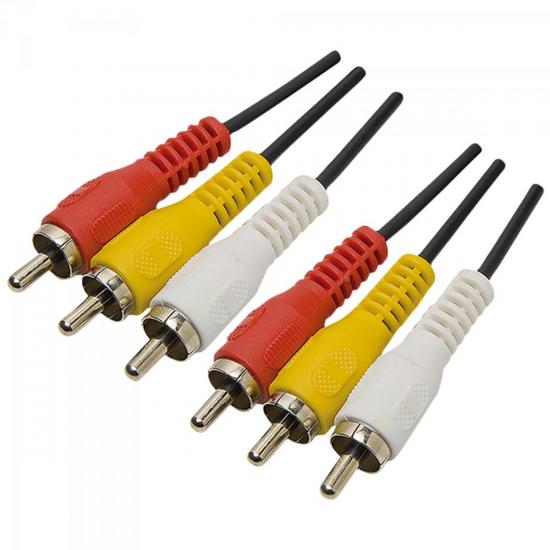 Cabo 3RCA Macho x 3RCA Macho Plástico 1,80 Metros Niquelado GENÉRICO por 0,00 à vista no boleto/pix ou parcele em até 1x sem juros. Compre na loja Mundomax!