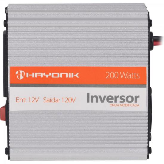 Inversor de Onda Modificada 200W 12VDC/220V USB Prata HAYONIK por 0,00 à vista no boleto/pix ou parcele em até 1x sem juros. Compre na loja Mundomax!
