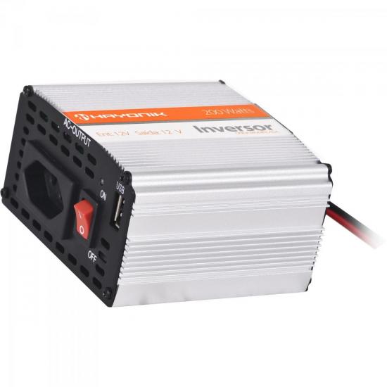 Inversor de Onda Modificada 200W 12VDC/220V USB Prata HAYONIK por 0,00 à vista no boleto/pix ou parcele em até 1x sem juros. Compre na loja Mundomax!