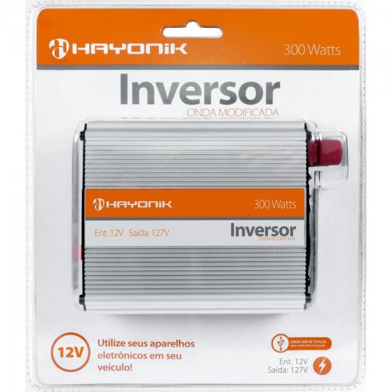 Inversor de Onda Modificada 12VDC/127V USB 300W HAYONIK por 0,00 à vista no boleto/pix ou parcele em até 1x sem juros. Compre na loja Mundomax!