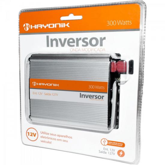 Inversor de Onda Modificada 12VDC/127V USB 300W HAYONIK por 0,00 à vista no boleto/pix ou parcele em até 1x sem juros. Compre na loja Mundomax!