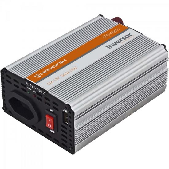 Inversor de Onda Modificada 12VDC/220V USB 600W HAYONIK por 0,00 à vista no boleto/pix ou parcele em até 1x sem juros. Compre na loja Mundomax!
