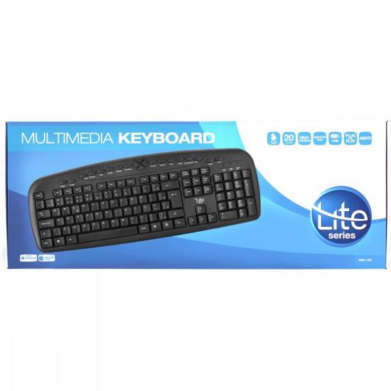 Teclado Multimídia USB MKL-101 Preto LITE por 0,00 à vista no boleto/pix ou parcele em até 1x sem juros. Compre na loja Mundomax!