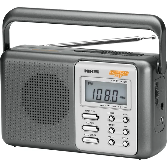 Rádio Relógio Bivolt AC122 Stock Car NKS por 0,00 à vista no boleto/pix ou parcele em até 1x sem juros. Compre na loja Mundomax!