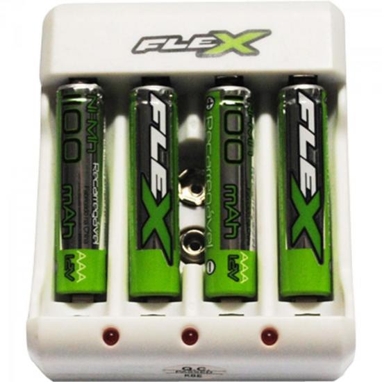 Carregador de Pilhas AA/AAA/9V Bivolt FXC14 FLEX por 0,00 à vista no boleto/pix ou parcele em até 1x sem juros. Compre na loja Mundomax!