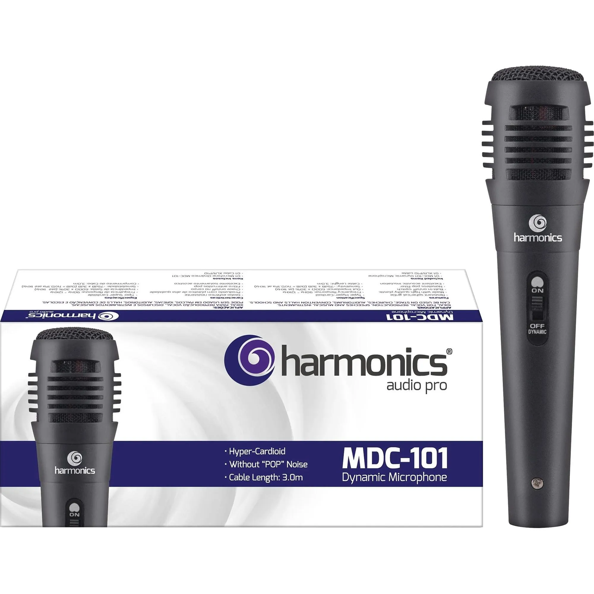 Microfone Harmonics MDC101 Dinâmico Supercardióide Preto (51005)