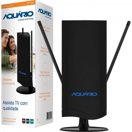 Antena Interna TV VHF/UHF/FM/HDTV Digital DTV4500 AQUÁRIO por 0,00 à vista no boleto/pix ou parcele em até 1x sem juros. Compre na loja Mundomax!