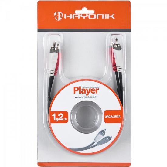 Cabo de Áudio e Vídeo Linha Player 2RCA2 1,2 Metros Preto HAYONIK por 0,00 à vista no boleto/pix ou parcele em até 1x sem juros. Compre na loja Mundomax!