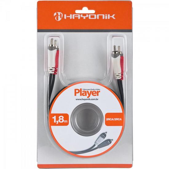 Cabo de Áudio e Vídeo Linha Player 2RCA2 1,8 Metros Preto HAYONIK por 0,00 à vista no boleto/pix ou parcele em até 1x sem juros. Compre na loja Mundomax!
