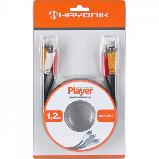 Cabo de Áudio e Vídeo Linha Player 3RCA3 1,2 Metros Preto HAYONIK por 0,00 à vista no boleto/pix ou parcele em até 1x sem juros. Compre na loja Mundomax!