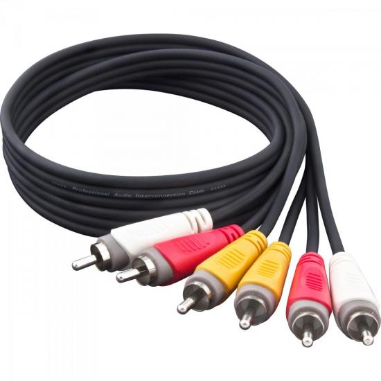 Cabo de Áudio e Vídeo Linha Player 3RCA3 1,2 Metros Preto HAYONIK por 0,00 à vista no boleto/pix ou parcele em até 1x sem juros. Compre na loja Mundomax!