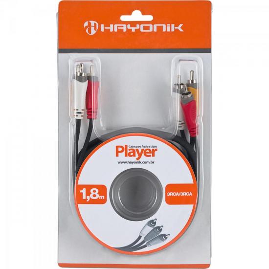 Cabo de Áudio e Vídeo Linha Player 3RCA3 1,8 Metros Preto HAYONIK por 0,00 à vista no boleto/pix ou parcele em até 1x sem juros. Compre na loja Mundomax!