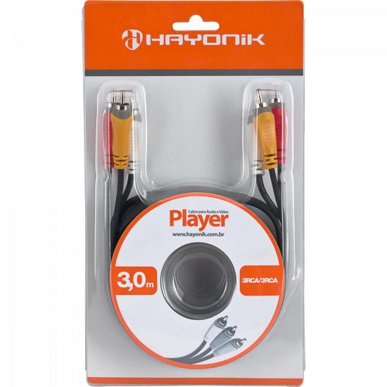 Cabo de Áudio e Vídeo Linha Player 3RCA3 3 Metros Preto HAYONIK por 0,00 à vista no boleto/pix ou parcele em até 1x sem juros. Compre na loja Mundomax!