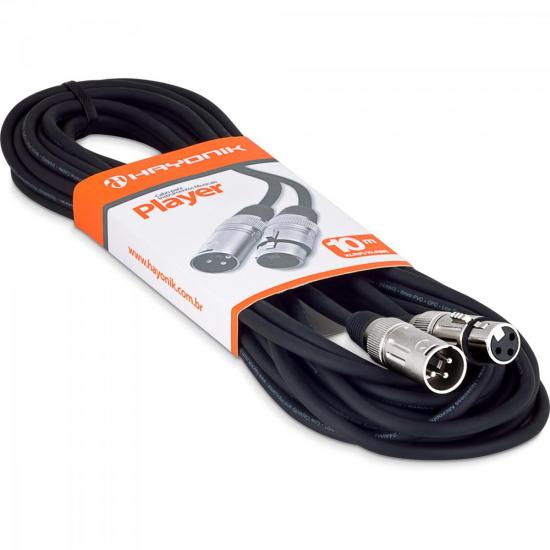 Cabo para Microfone HAYONIK Player XLR Fêmea x XLR Macho 10m Preto por 58,99 à vista no boleto/pix ou parcele em até 2x sem juros. Compre na loja Mundomax!
