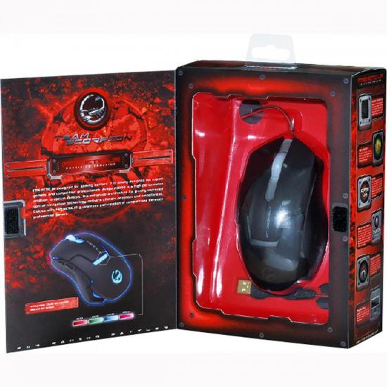 Mouse Gamer USB 4000DPI Frenetic Jr Preto TEAM SCORPION por 0,00 à vista no boleto/pix ou parcele em até 1x sem juros. Compre na loja Mundomax!