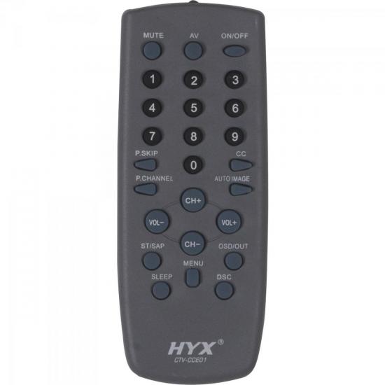 Controle Remoto para TV CCE/CYBER CTV-CCE01 Cinza HYX por 0,00 à vista no boleto/pix ou parcele em até 1x sem juros. Compre na loja Mundomax!