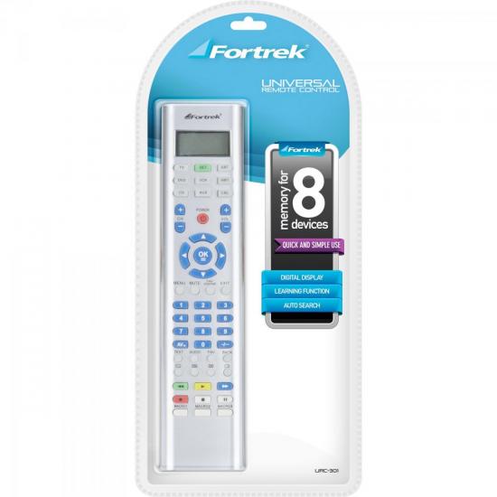 Controle Remoto UNIVERSAL 8 em 1 URC-301 Prata FORTREK por 0,00 à vista no boleto/pix ou parcele em até 1x sem juros. Compre na loja Mundomax!