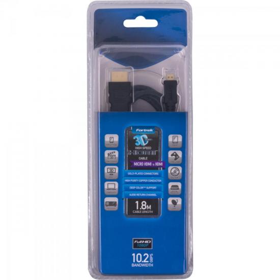 Cabo Micro HDMI x HDMI S/F 1.4 MHD-201/1.8 1,8 MT FORTREK por 24,90 à vista no boleto/pix ou parcele em até 1x sem juros. Compre na loja Mundomax!