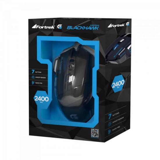 Mouse Gamer BLACK HAWK OM-703 Preto/Azul FORTREK por 37,90 à vista no boleto/pix ou parcele em até 1x sem juros. Compre na loja Mundomax!
