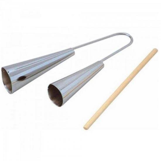 Agogô Grande Duplo Cromado LUEN por 0,00 à vista no boleto/pix ou parcele em até 1x sem juros. Compre na loja Mundomax!