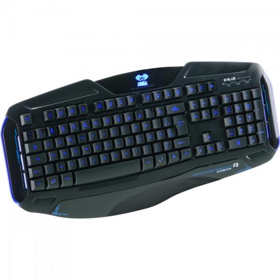 Teclado Gamer USB COBRA II Preto/Azul E-BLUE por 0,00 à vista no boleto/pix ou parcele em até 1x sem juros. Compre na loja Mundomax!