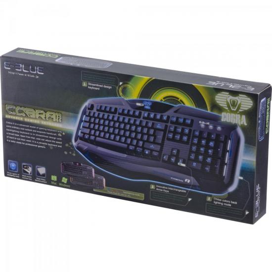 Teclado Gamer USB COBRA II Preto/Azul E-BLUE por 0,00 à vista no boleto/pix ou parcele em até 1x sem juros. Compre na loja Mundomax!