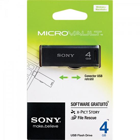 Pen Drive 4GB USM4RA/BB Preto SONY por 0,00 à vista no boleto/pix ou parcele em até 1x sem juros. Compre na loja Mundomax!