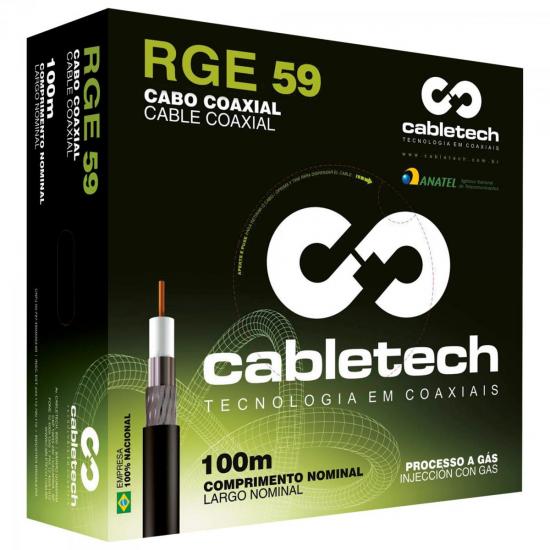 Coaxial RGE 59 67% Branco Rolo 100m CABLETECH por 0,00 à vista no boleto/pix ou parcele em até 1x sem juros. Compre na loja Mundomax!
