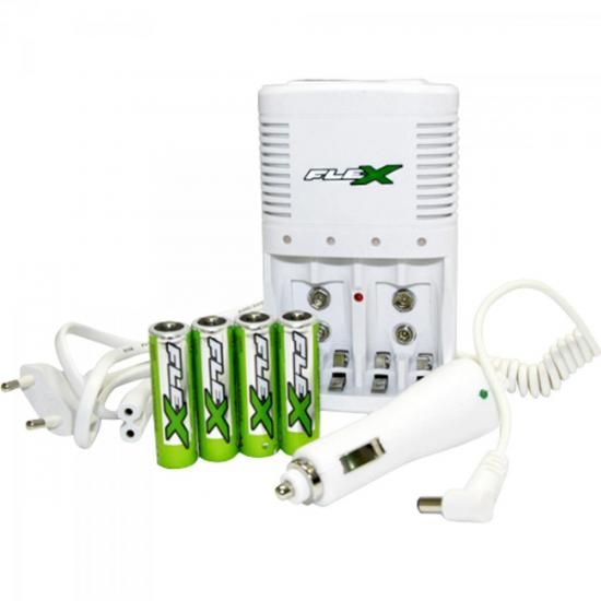Carregador de Pilhas FXC05 com 4 AA 2900mAh Bivolt FLEX por 0,00 à vista no boleto/pix ou parcele em até 1x sem juros. Compre na loja Mundomax!