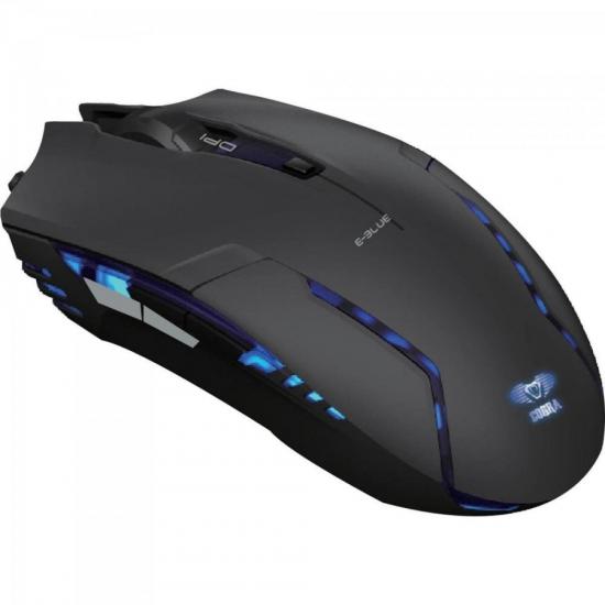 Mouse Gamer USB 1600DPI Cobra II Preto E-BLUE por 0,00 à vista no boleto/pix ou parcele em até 1x sem juros. Compre na loja Mundomax!