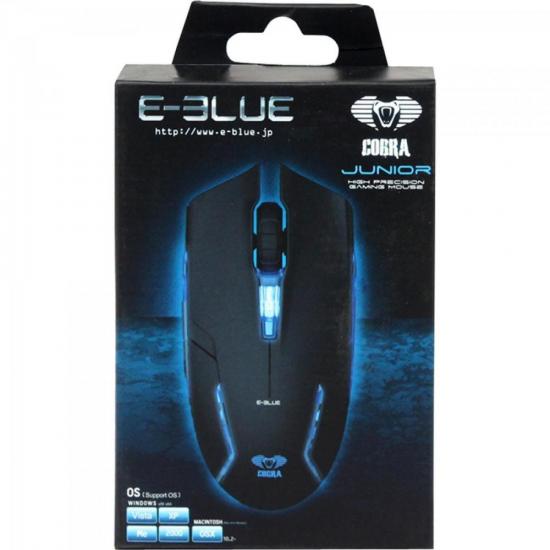 Mouse Gamer USB 1600DPI Cobra II Preto E-BLUE por 0,00 à vista no boleto/pix ou parcele em até 1x sem juros. Compre na loja Mundomax!